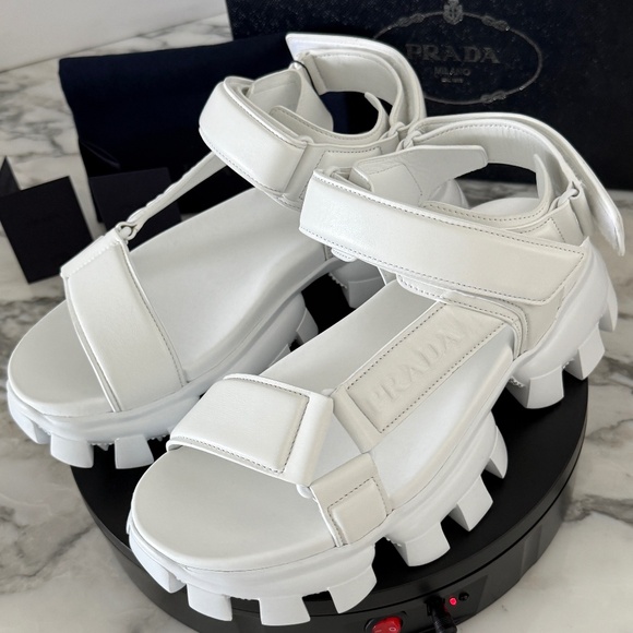 Prada 2x3077 Nappa Sport White Leather Men\'s Sandal, US 10.5 (UK-9.5)‎ main image 14